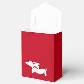 Ballotins Dachshund blanc sur rouge | Amour | Saint Valentin (Ouvert)