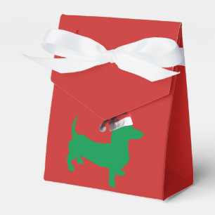Ballotins Dachshund vert portant un Casquette du Père Noël
