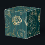 Ballotins Damas Turquoise foncé et doré<br><div class="desc">Les roses vintages damassent le ballotin dans les accents de turquoise et d'or.</div>