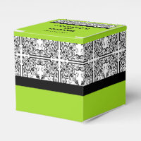 Damask Delight in Lime Green Wedding Favor Box