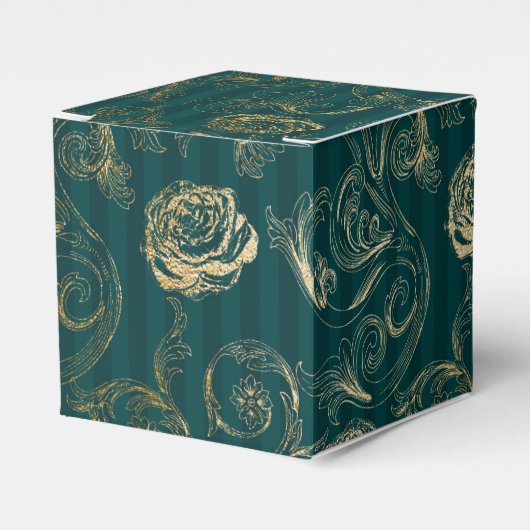 Ballotins Damask floral sarcelle et or (Verso)