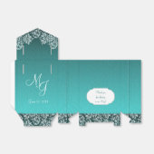 Ballotins Damask Turquoise Wedding Favor Box (Déplié)