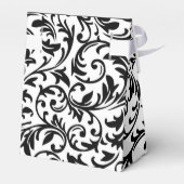 Ballotins de Mariage damassé Floral noir et blanc (Arrière)