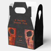 Ballotins Demi-crâne gothique Orange noir Halloween Mariage (Ouvert)