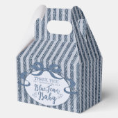 Ballotins Denim Coquette Bow Blue Jean Baby Shower Favor Box (Verso)