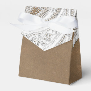 Ballotins Dentelle blanche et marron chic rustique Élégant m