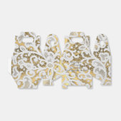 Ballotins Dentelle blanche et or en figuier mariage damassé (Déplié)