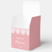 Ballotins Dentelle blanche sur le cube de Baptême rose (Ouvert)