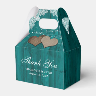 Ballotins Dentelle de bois rustique Mariage Turquoise Merci