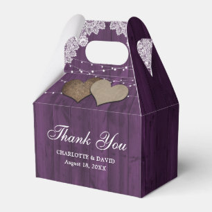 Ballotins Dentelle de bois rustique violet Mariage Merci
