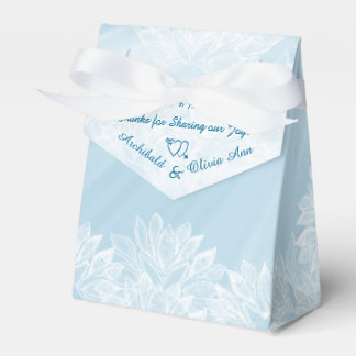 Ballotins Dentelle florale blanche et satin bleu pâle