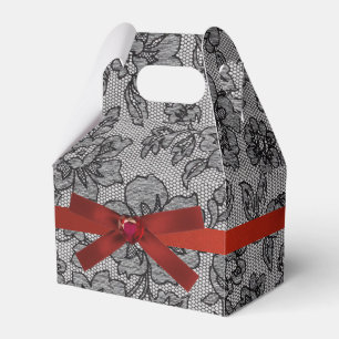 Ballotins Dentelle noire 1 et satin rouge