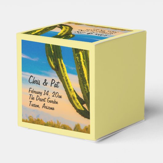 Ballotins Desert Saguaro Cactus Mariage Date Lieu (Arrière)