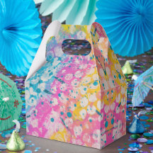 Design abstrait rose, jaune et bleu