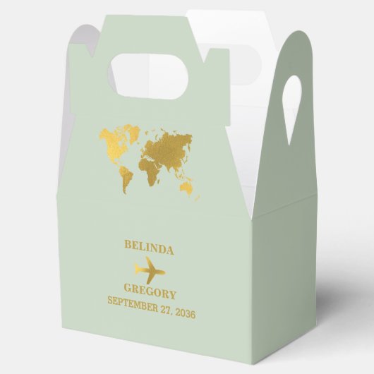 Ballotins Destination Mariage Monde Passport Sage Vert Or (Ouvert)