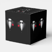 Ballotins Deux Tuxedos avec Red Rose Gay Wedding Favor Box (Arrière)