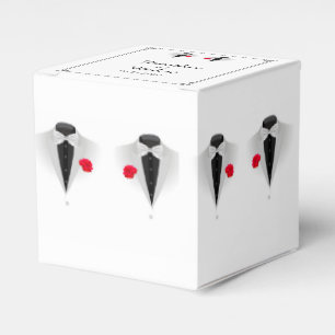 Ballotins Deux Tuxedos sur White Gay Wedding Favor Box