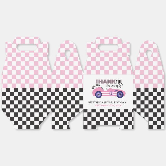 Ballotins Deux voitures de course rose rapide deuxième anniv (Déplié)