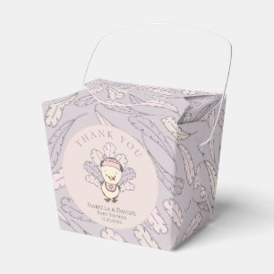 Ballotins Dinde rose et plumes Chute Baby shower fille