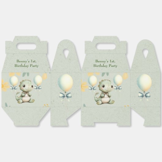 Ballotins Dinosaure Peint Vert mignon 1er anniversaire fête (Déplié)