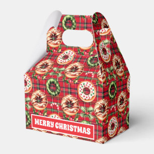 Ballotins Donuts de Noël Rouge Rétro Rouge Tartan Plaid