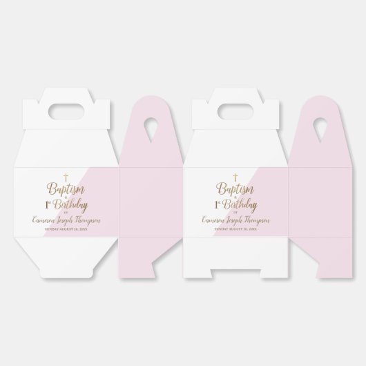 Ballotins Double Anniversaire et baptême Fête Fille bébé ros (Déplié)