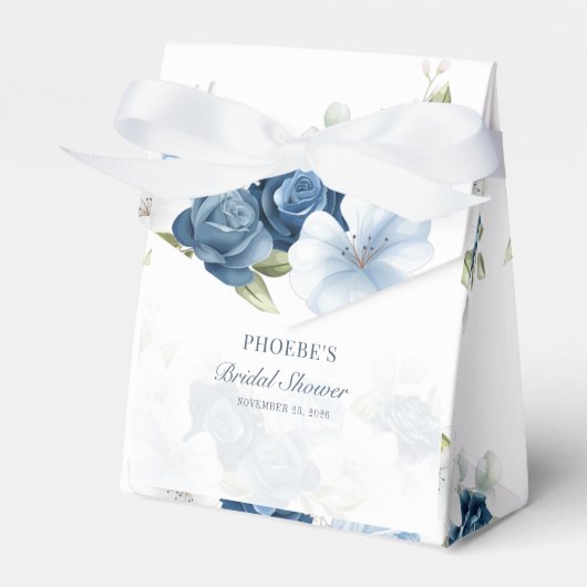 Ballotins Douche de Mariée Bleu Poussiéreux Floral Rustique (Verso)