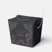 Ballotins Dragon noir fantaisiste en damassé rouge pour une (Verso)
