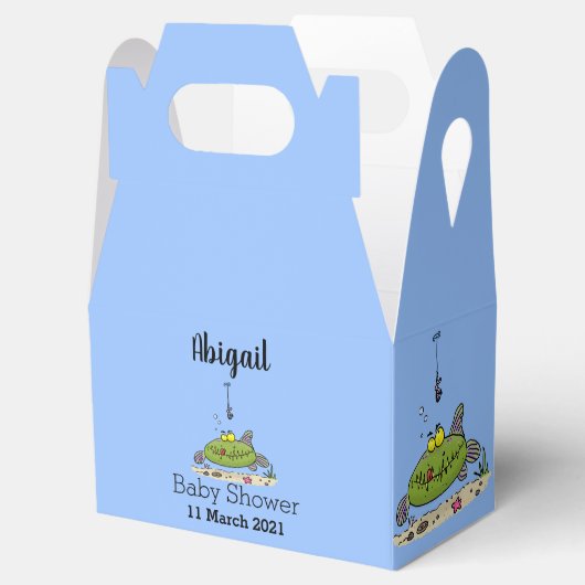 Ballotins Drôle gras affamé poisson vert dessin de pêche (Ouvert)