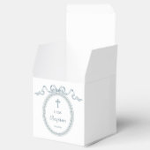 Ballotins Dusty Blue Bow Cadre grec Baptême Cube (Ouvert)