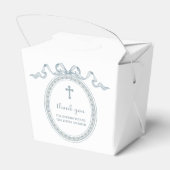 Ballotins Dusty Blue Bow Cadre grec Baptême Sortir (Arrière)