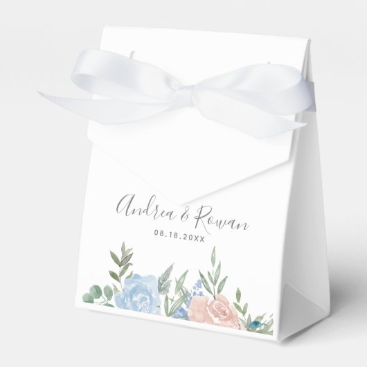 Ballotins Dusty Blue et rose Floral Wedding Favor Box (Verso)