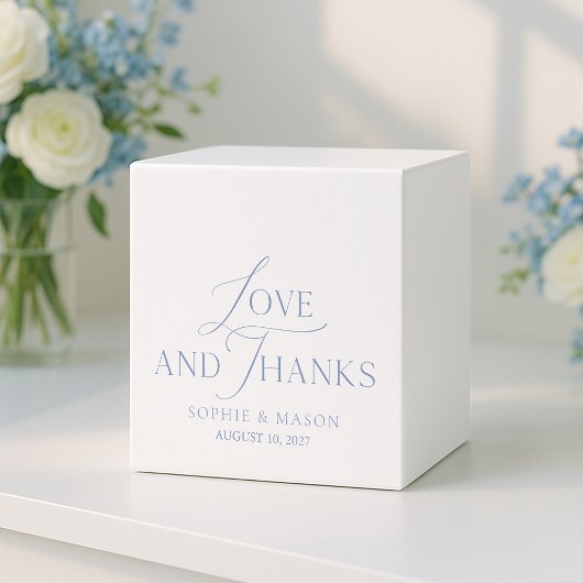 Ballotins Dusty Blue “Love and Thanks” Wedding