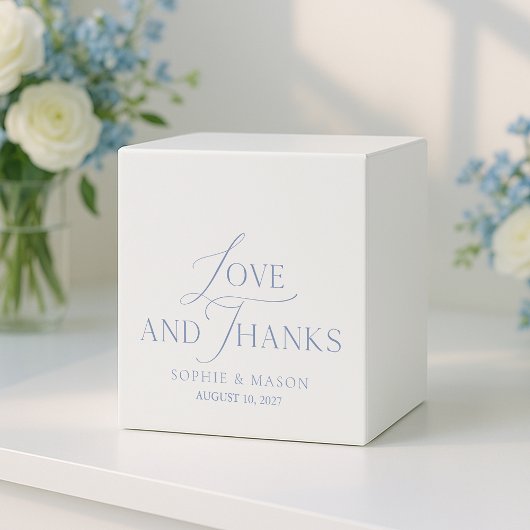 Ballotins Dusty Blue “Love and Thanks” Wedding