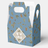 Ballotins Dusty Blue Rustic Feuilles Brown Monogramme (Ouvert)