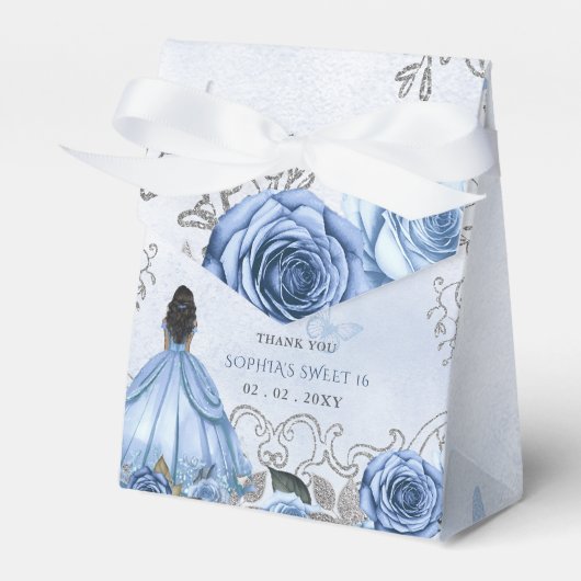 Ballotins Dusty Blue Silver Floral Princess SWEET 16 (Verso)