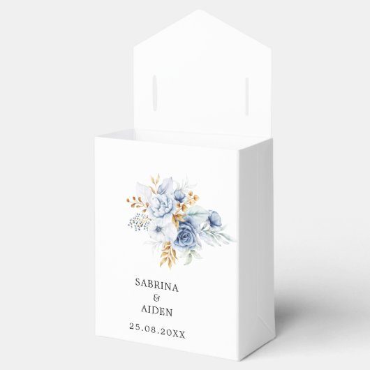 Ballotins Dusty Blue White Gold Floral Mariage (Ouvert)