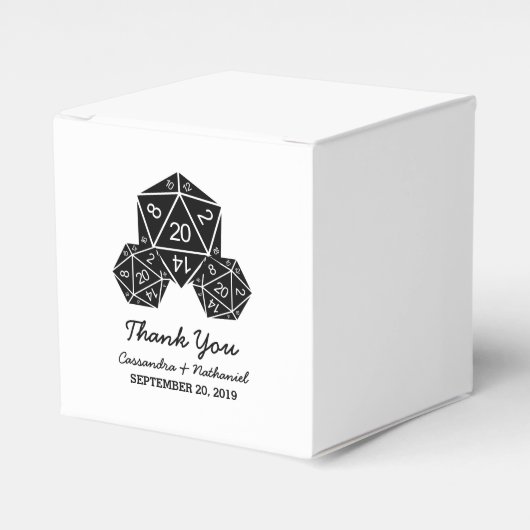 Ballotins Ebony D20 Dice Wedding Favor Boxes (Verso)