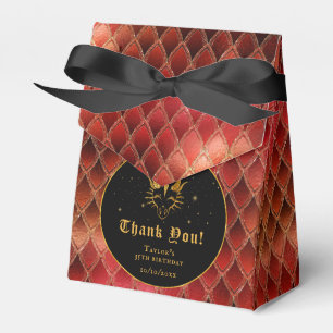 Ballotins Écaille de Dragon Rouge Or Anniversaire Merci