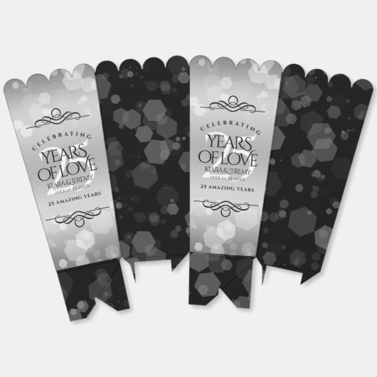 Ballotins Élégant 25e anniversaire de Mariage d'argent (Déplié)