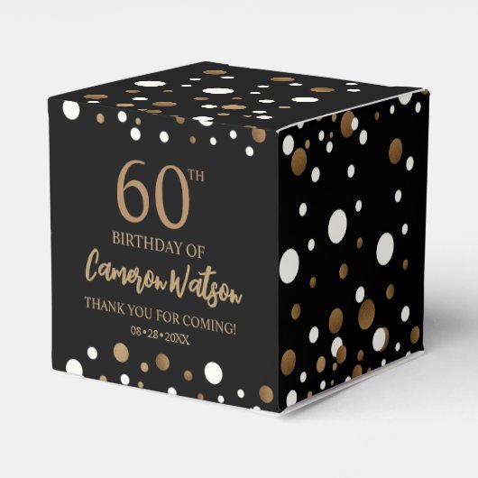 Ballotins Élégant 60e anniversaire Noir or Confetti Custom (Arrière)