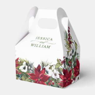 Ballotins Elégant Aquarelle Rouge Poinsettia Mariage
