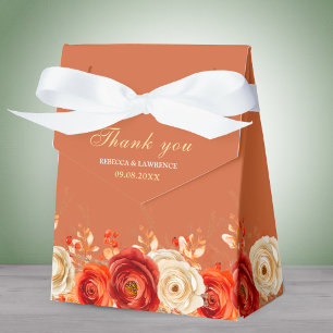 Ballotins Élégant automne terre cuite oranger fleurs mariage