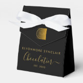 Ballotins Elegant Black Gold Script Chocolatier Qr Code (Verso)