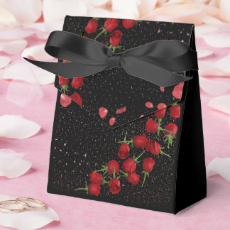 Ballotins Elegant Black Wedding Favor Bag with Red Roses – R