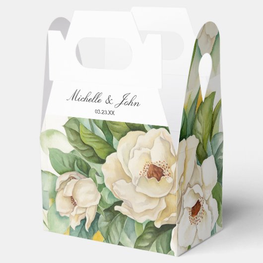 Ballotins Élégant blanc floral Magnolia Mariage Nom Script (Ouvert)