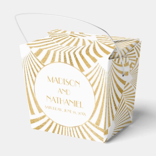 Ballotins Elégant Blanc Or Géométrique Mariage Art Déco (Arrière)