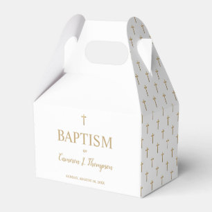Ballotins Élégant blanc pur or brut motif Baby Baptism