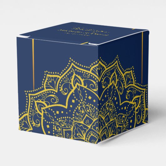 Ballotins Elégant Bleu Et Or Mandala Wedding Favor Box (Verso)