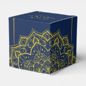 Ballotins Elégant Bleu Et Or Mandala Wedding Favor Box (Arrière)